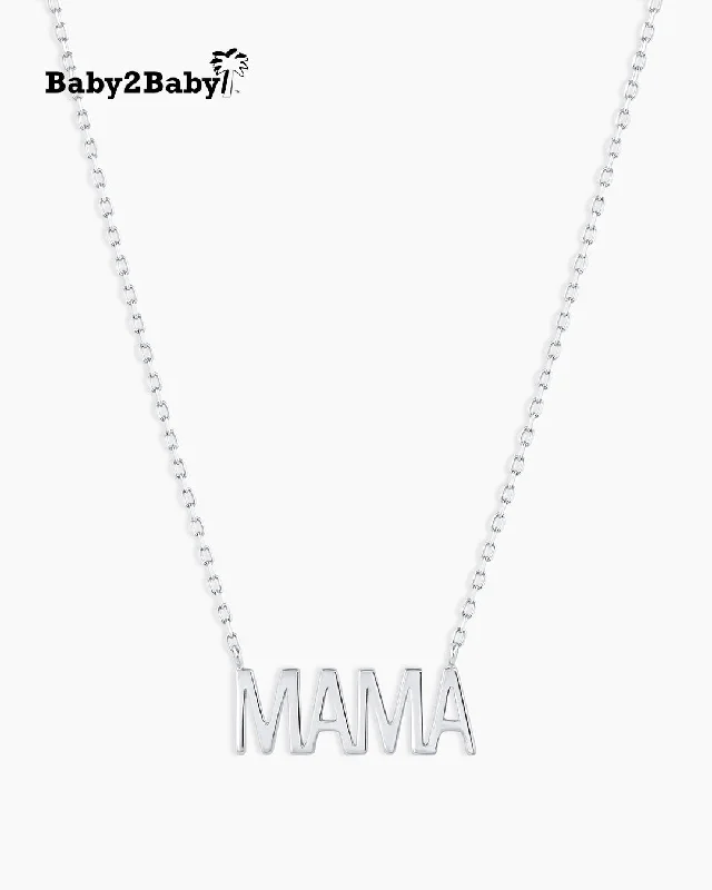 Women’s diamond solitaire necklaces-14k White Gold Mama Necklace