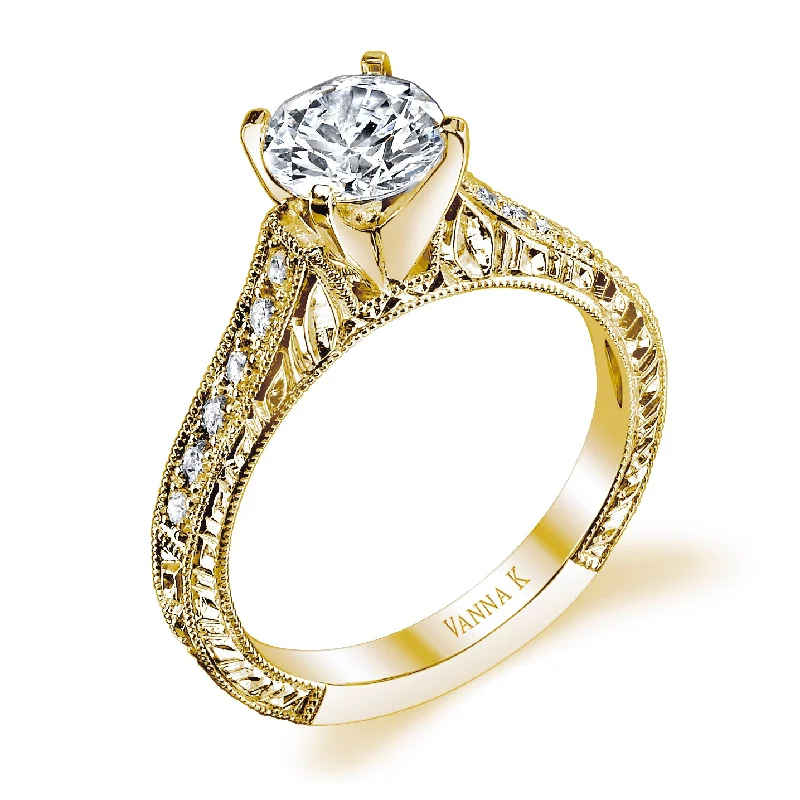 Women’s simple solitaire engagement rings-18K YELLOW GOLD DIAMOND ENGAGEMENT RING