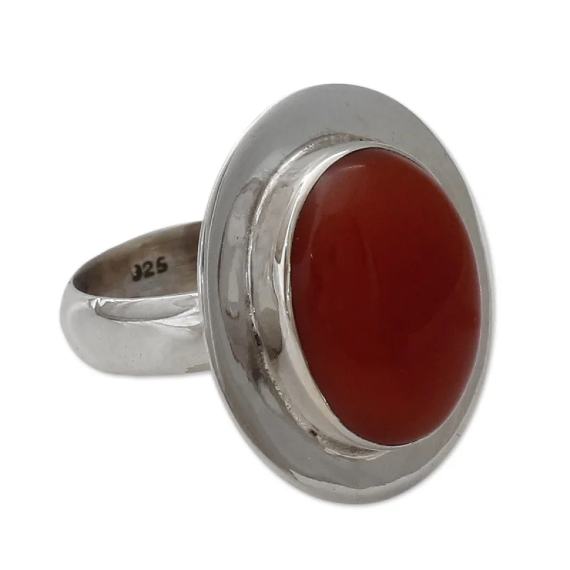 Women’s simple gold rings-Novica Handmade Spicy Hot Carnelian Solitaire Ring