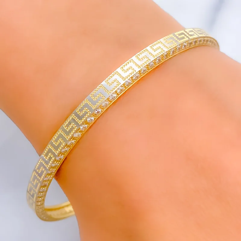 Women’s elegant bangles-Elegant Geometric 22k Gold Bangle