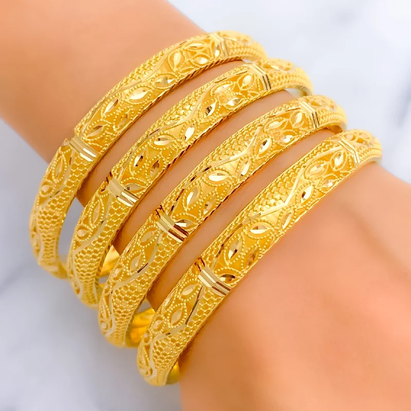 Women’s gold-plated bracelets-Sophisticated Royal 21k Gold Netted Bangles