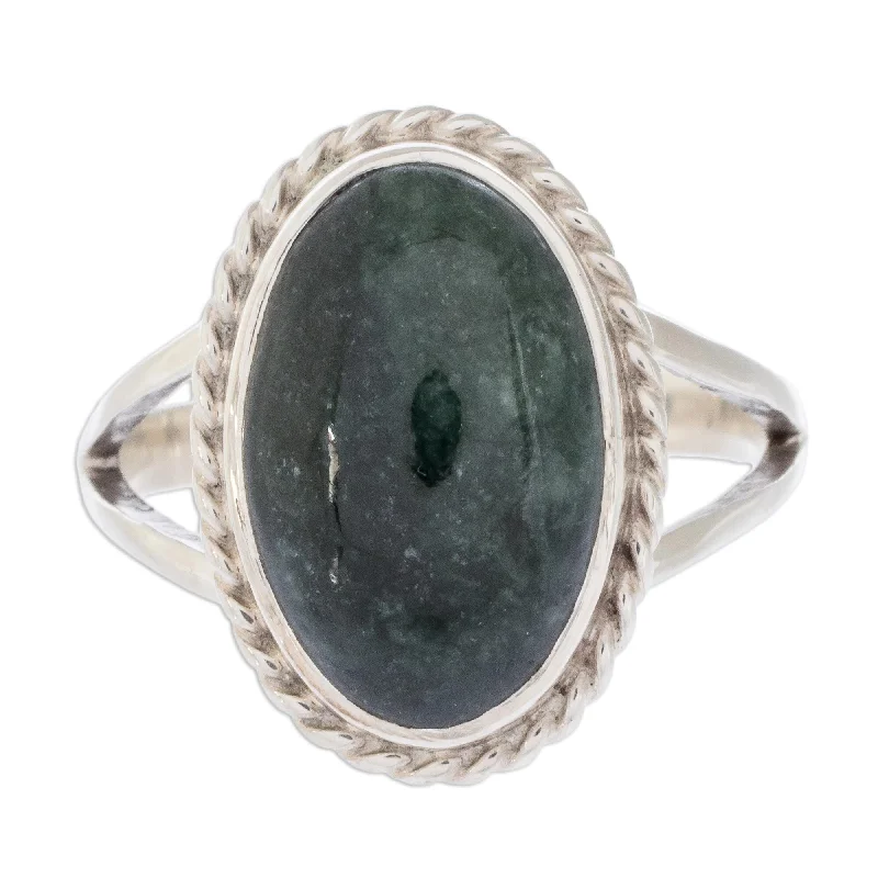 Women’s chunky gemstone rings-Novica Handmade Eternal Love Jade Cocktail Ring