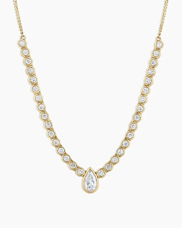 Women’s flower necklaces-Lab Grown Diamond Pear Row Necklace