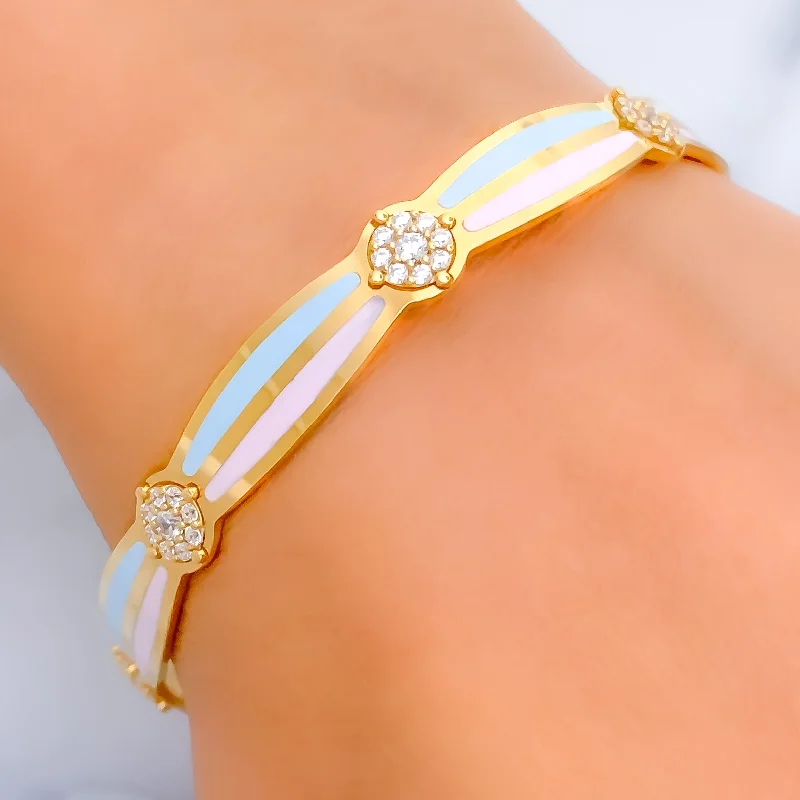 Women’s silver bangles-Colorful Dainty 22k Gold CZ Bangle - Gurpreet(custom order) Payment 2