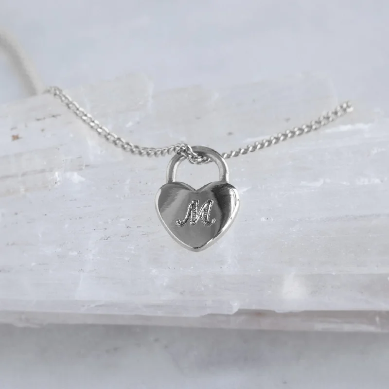 Women’s bar necklaces-The Personalized Heart Lock Necklace | Sterling Silver