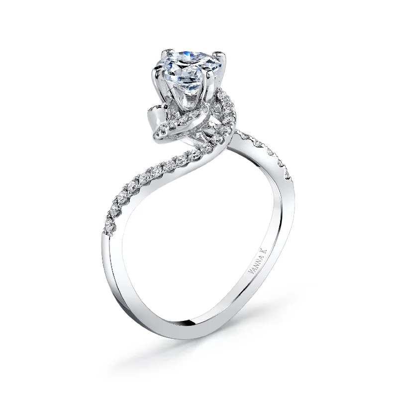 Women’s platinum sapphire engagement rings-18K White Gold Diamond Engagement Ring