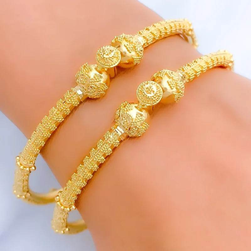 Women’s trendy bangles-Refined Posh Shiny 22k Gold Pipe Bangles