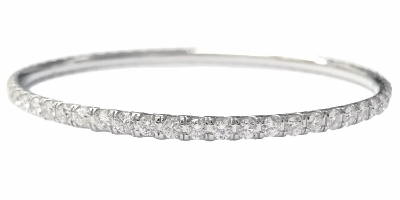 Women’s engraved cuff bracelets-Tennis Diamond Bangle (4.94 ct Diamonds) in White Gold