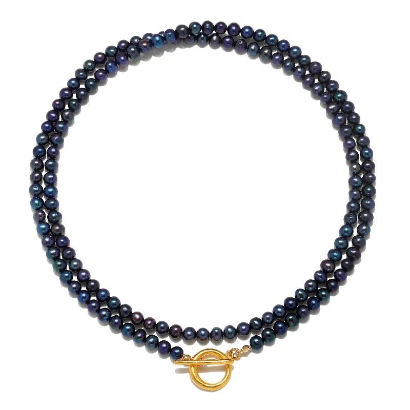 Women’s long gold necklaces-Convertible Blue Pearl Necklace