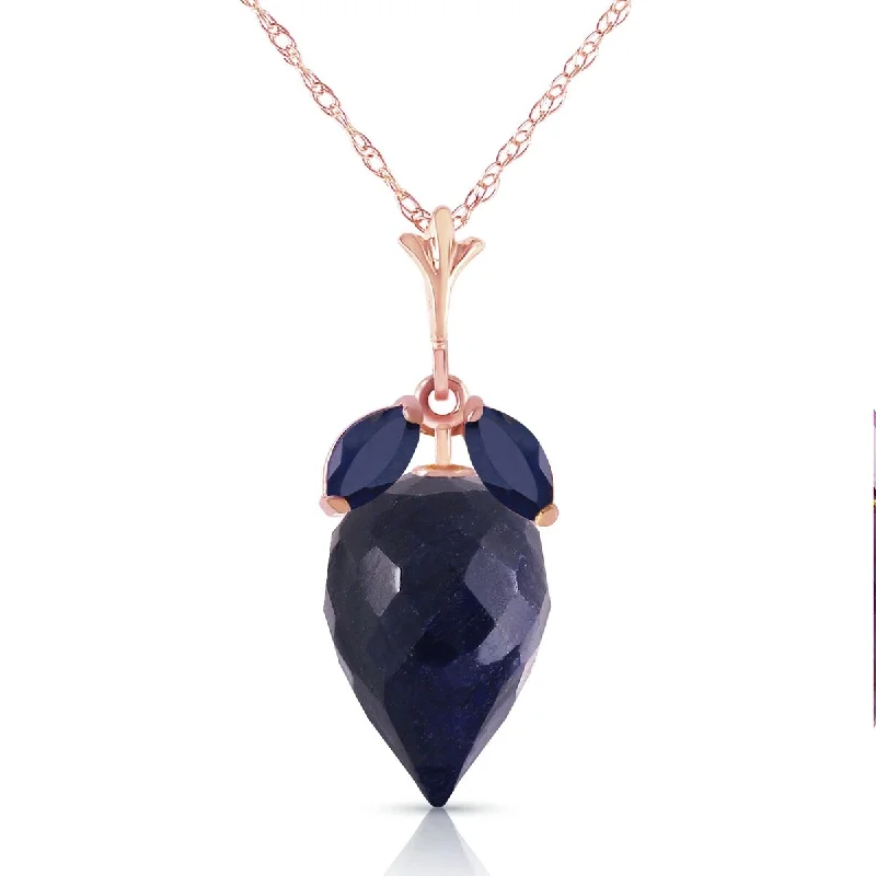 Women’s men’s style rings-13.4 Carat 14K Solid Gold Shimmering Sense Sapphire Gemstone Necklace