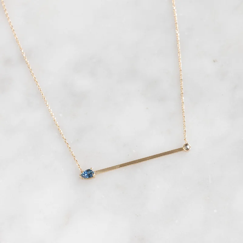 Women’s heart-shaped necklaces-The Montana Sapphire Horizon Necklace | 10K Yellow Gold