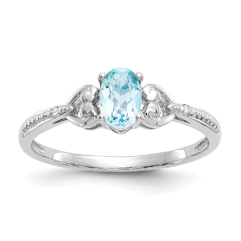 Women’s square halo engagement rings-10k White Gold Swiss Blue Topaz and Diamond Ring-WBC-10XB297