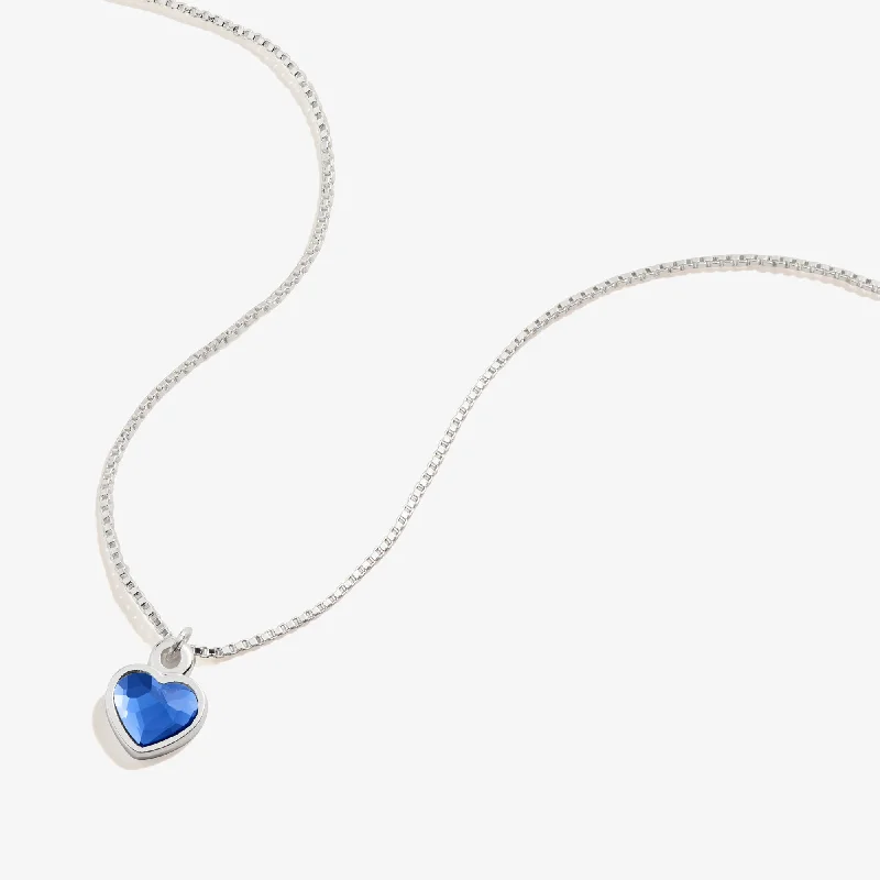 Women’s matching necklace sets-Sapphire Heart Necklace, September Birthstone