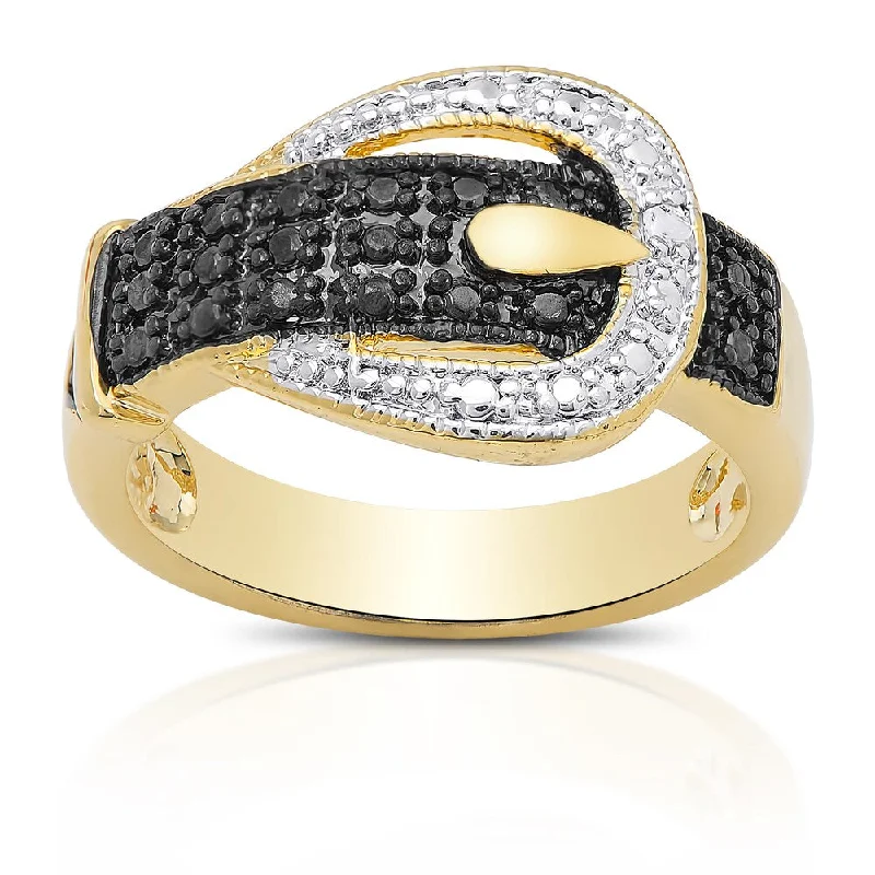 Women’s diamond halo rings-Finesque Gold Overlay Diamond Accent Tri-Color Buckle Ring