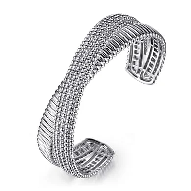 Women’s elegant bracelets-Gabriel & Co Silver Bujukan Bangle