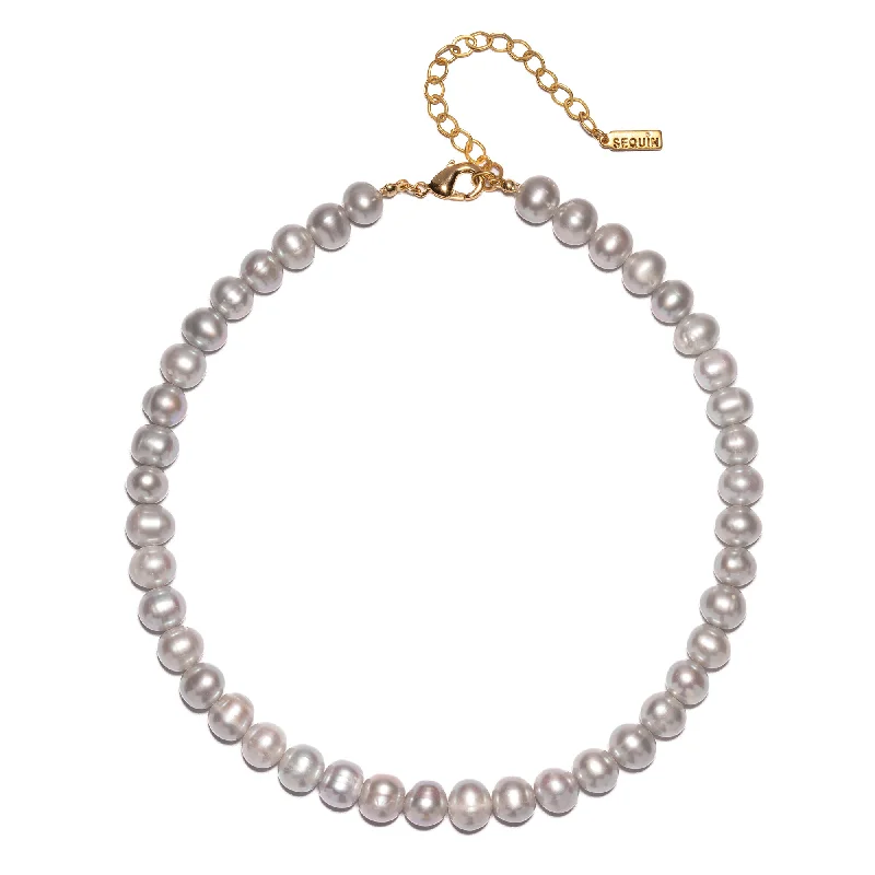 Women’s vintage-style necklaces-Isla Grey Pearl Necklace