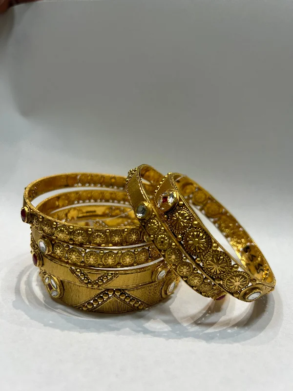 Women’s polished gold bangles-Antique Bangle Set for Jyoti P Payment 2