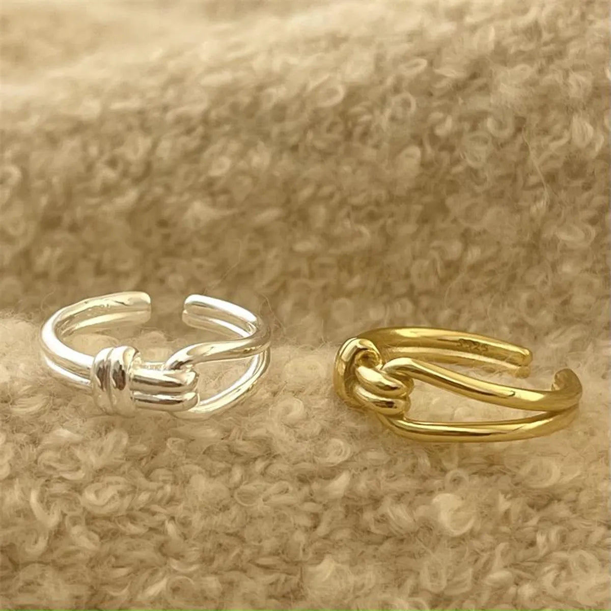 Women’s floral rings-Wholesale Simple Style Knot Copper Plating Hollow Out Open Rings