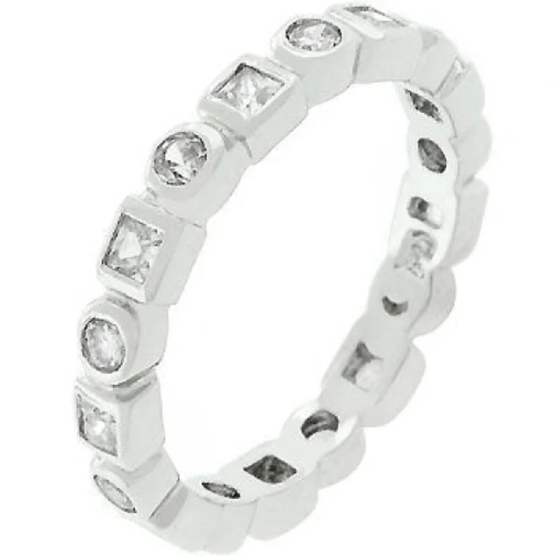 Women’s infinity rings-Rhodium Plated Eternity Stackable Band Ring