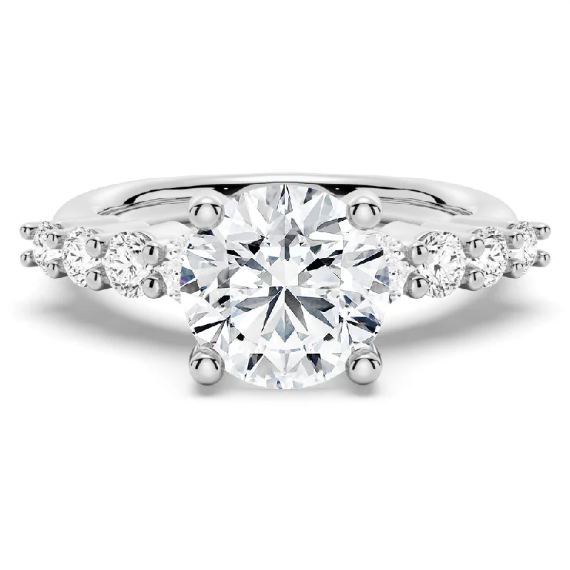 Women’s square halo engagement rings-Classic Shared-Prong Round Cut Engagement Ring