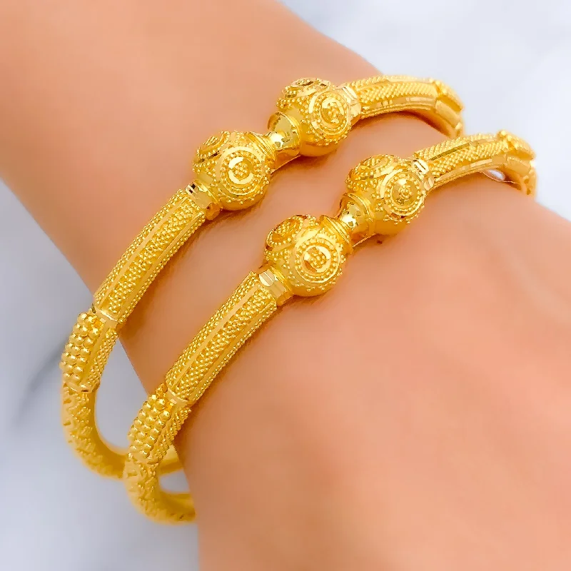 Women’s vibrant bangles-Embellished Elegant 22k Gold Pipe Bangles