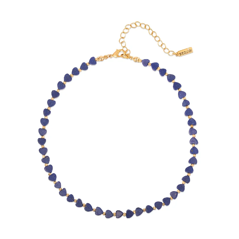 Women’s chain necklaces-Lapis Heart Choker Necklace