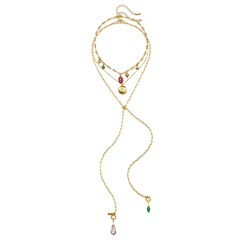 Women’s gold-plated necklaces-Marlien Layered Necklace Set