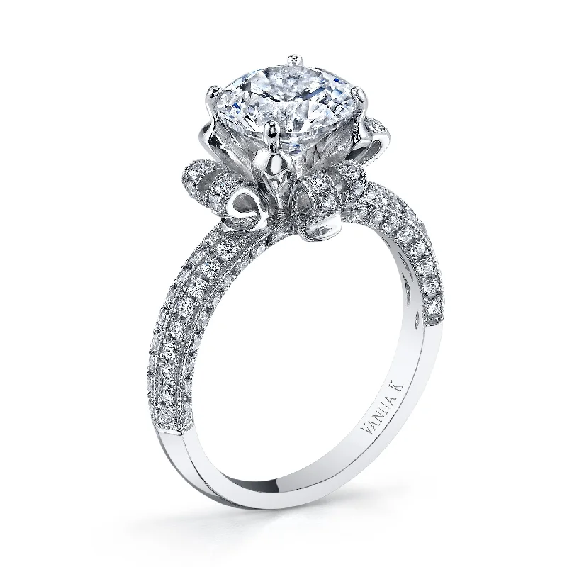 Women’s custom-designed engagement rings-18K White Gold Diamond Engagement Ring