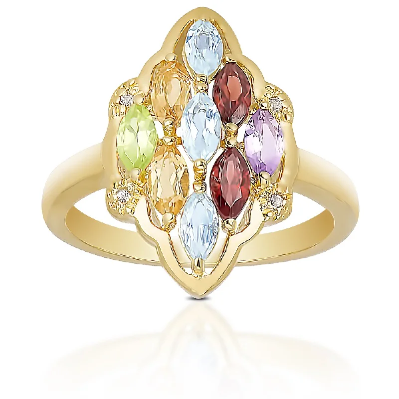 Women’s luxury wedding rings-Dolce Giavonna Gold Over Sterling Silver Multi-gemstone Cluster Ring