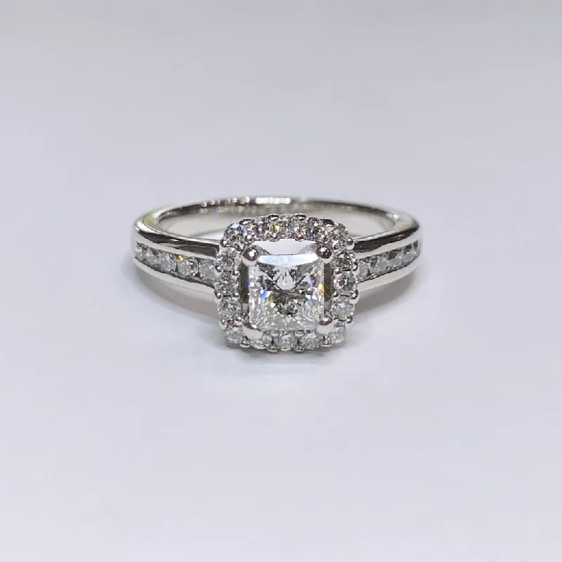 Women’s pink diamond engagement rings-0.69ct THE LEO Princess Cut Diamond Ring & Cushion Halo