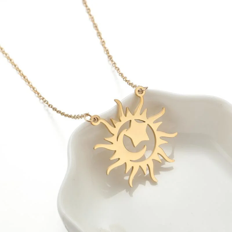 Sun Star Moon Necklace Golden