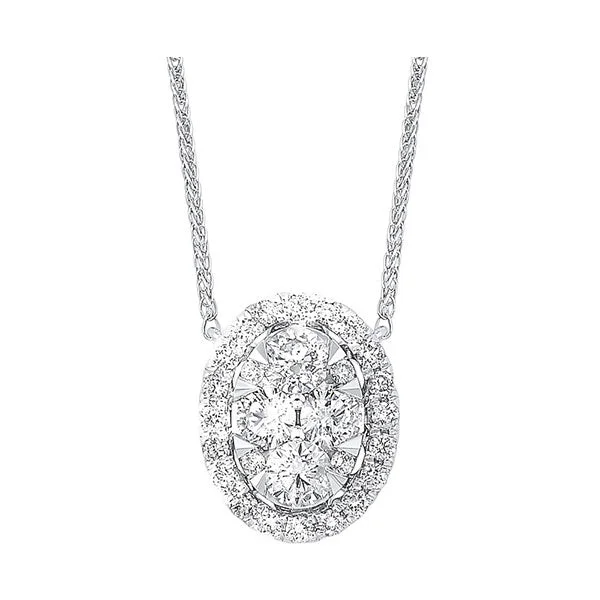 Women’s gemstone pendant necklaces-14KT WHITE GOLD DIAMOND (1/2CTW) NECKLACE