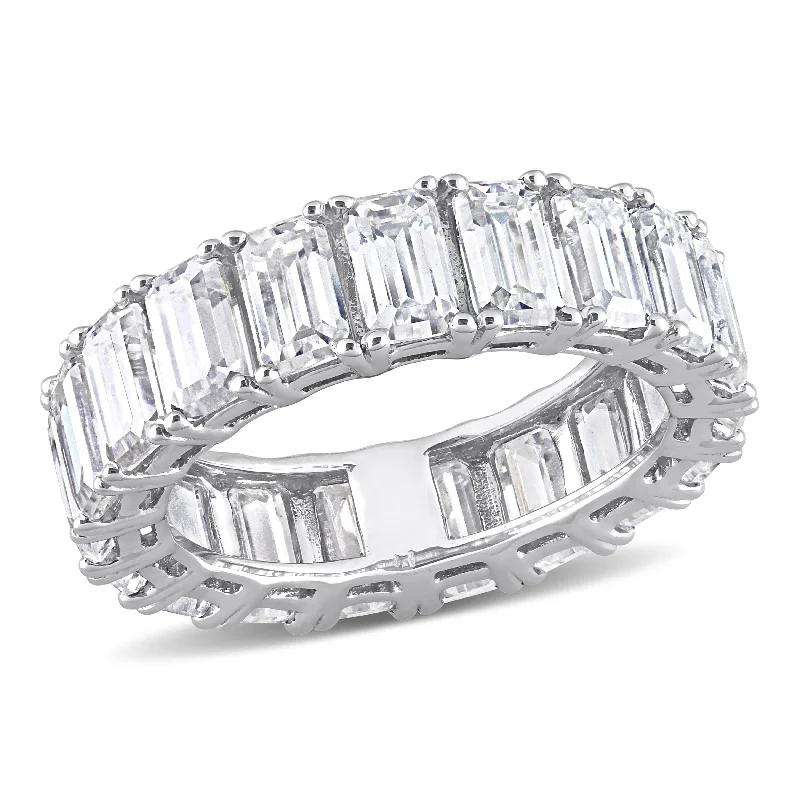 Women’s gold rings-Miadora 5 3/4ct DEW Emerald Cut Created Moissanite Eternity Ring in 14k White Gold