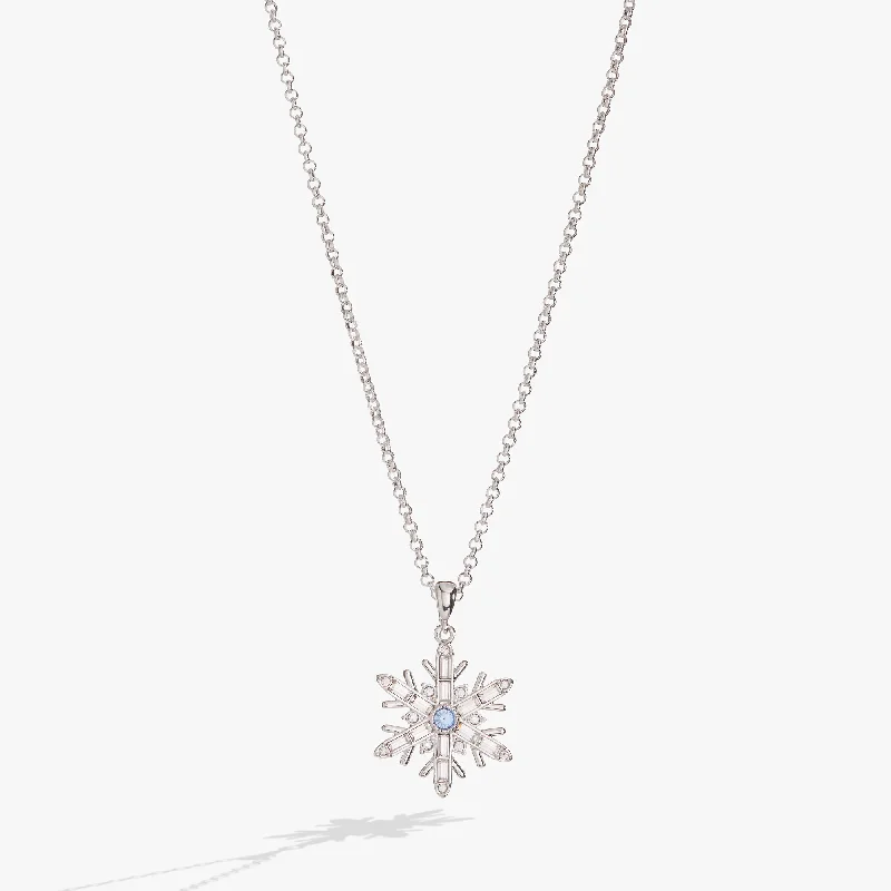 Women’s elegant pendant necklaces-Crystal Snowflake Charm Necklace