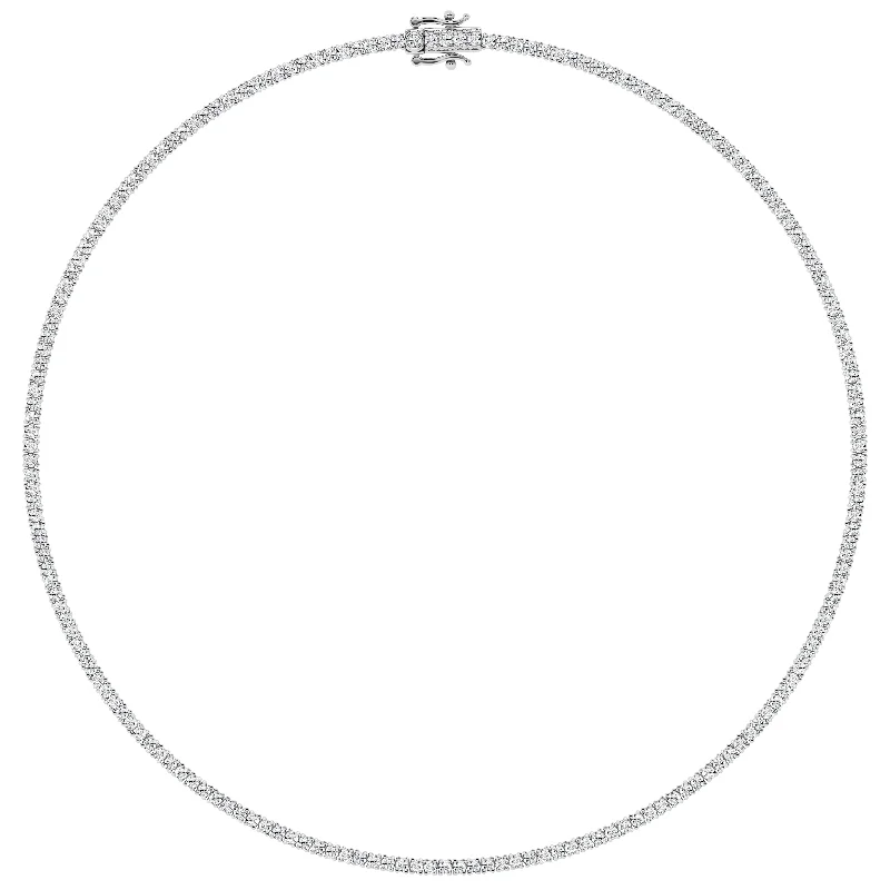 Women’s stylish necklaces-14K White Gold Lab Grown Diamond Riviera Necklace