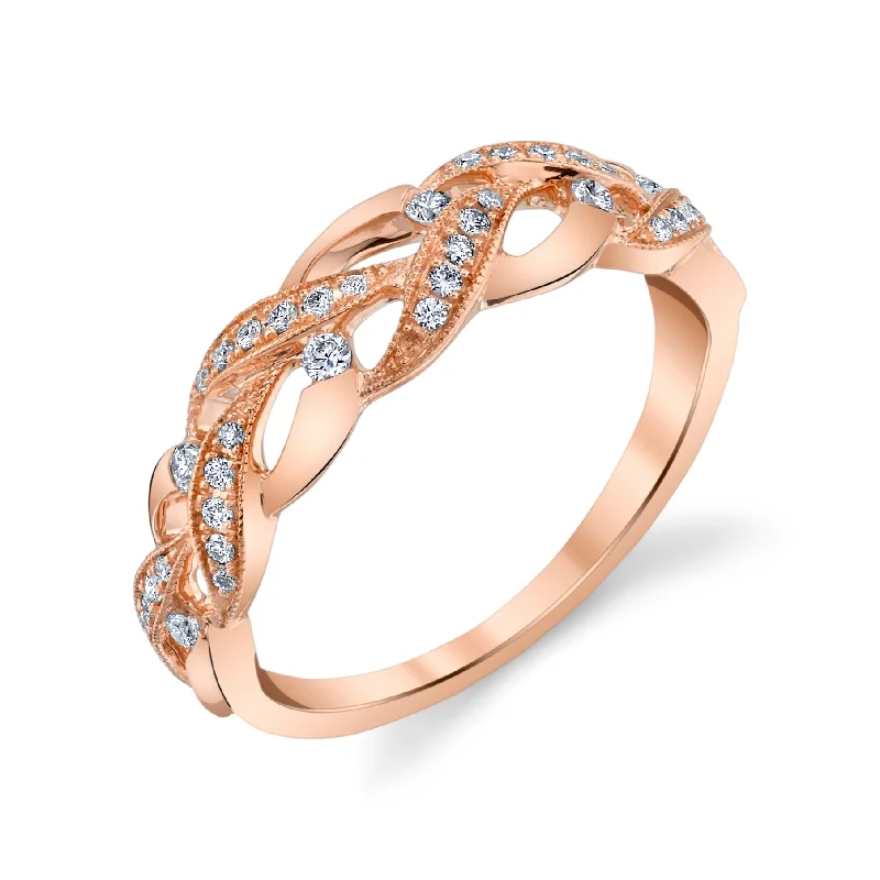 Women’s sapphire cushion cut engagement rings-14K Rose Gold Fashion Diamond Ring