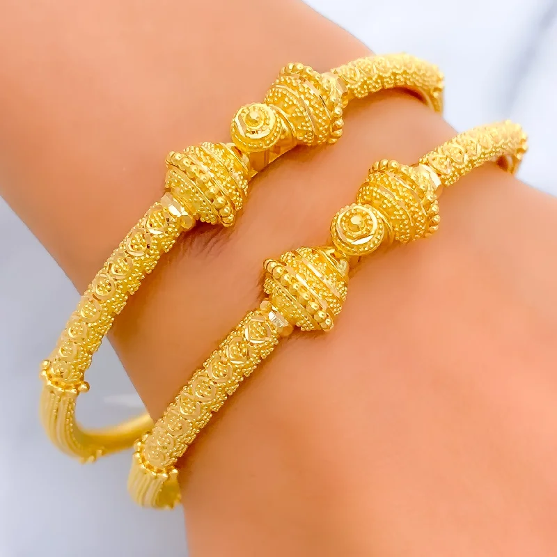 Women’s crystal bracelets-Traditional Festive 22k Gold Pipe Bangles