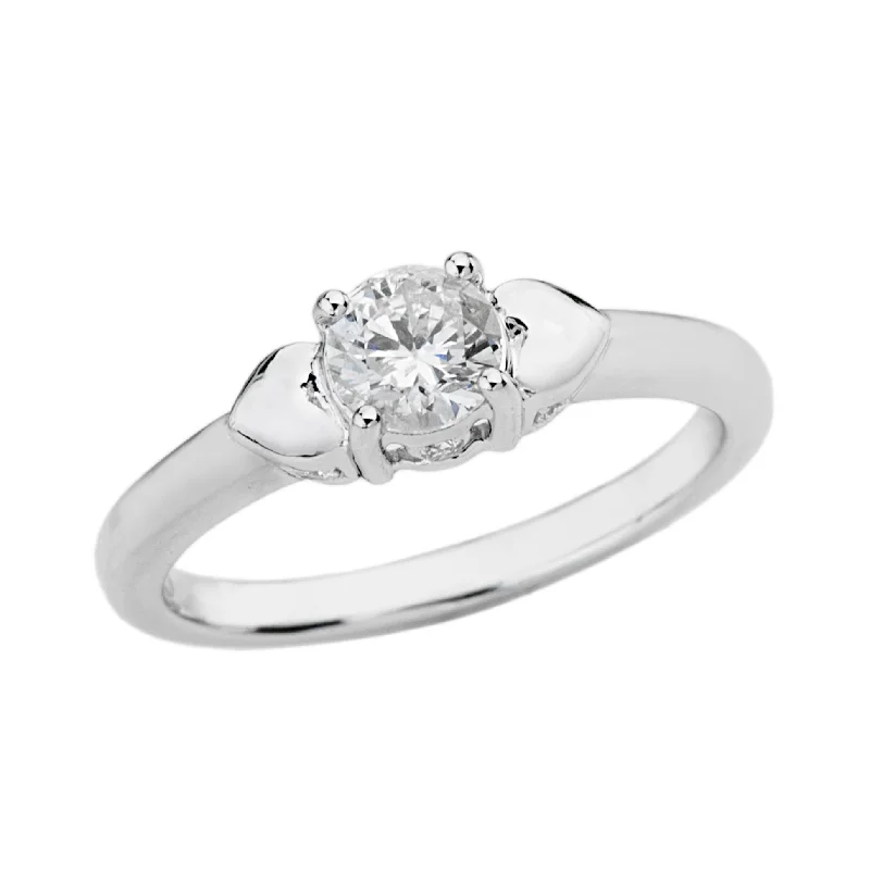 Women’s simple engagement rings-14K White Gold Diamond Engagement Ring