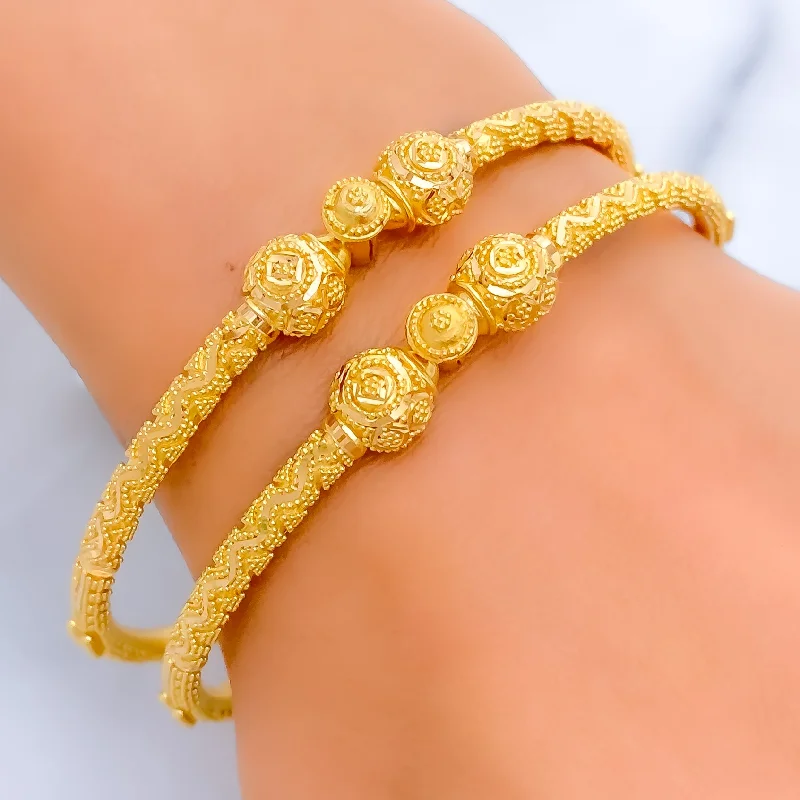 Women’s elegant bracelets-Iridescent Priceless 22k Gold Pipe Bangles