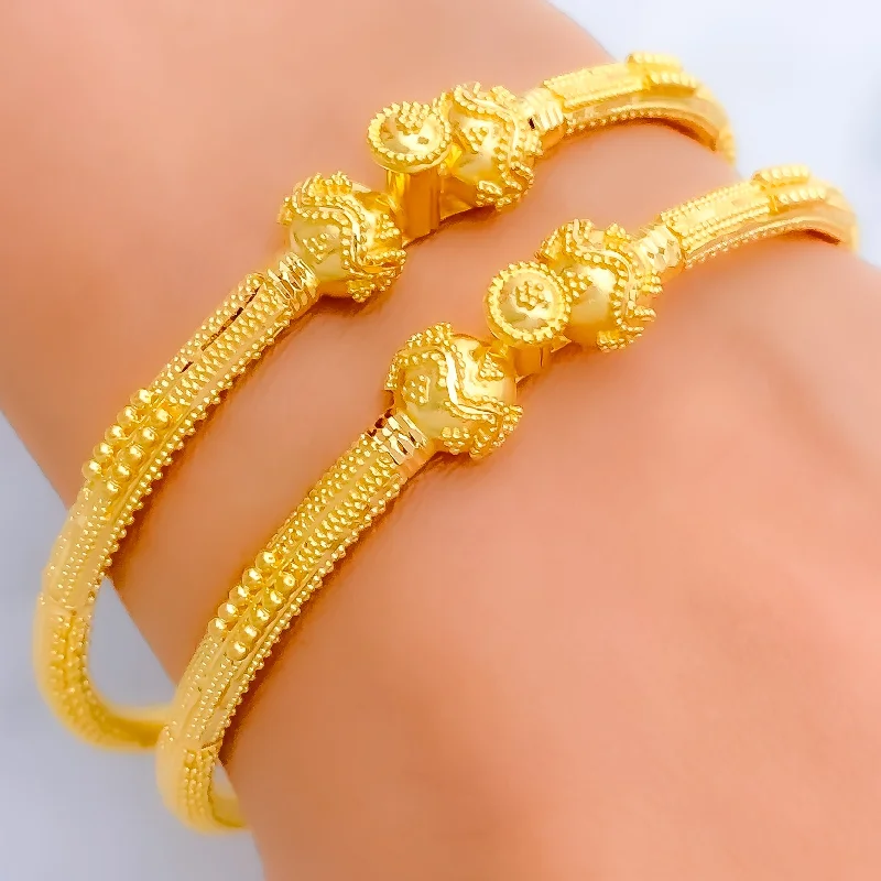 Women’s personalized bangles-Classic Graceful 22k Gold Pipe Bangles