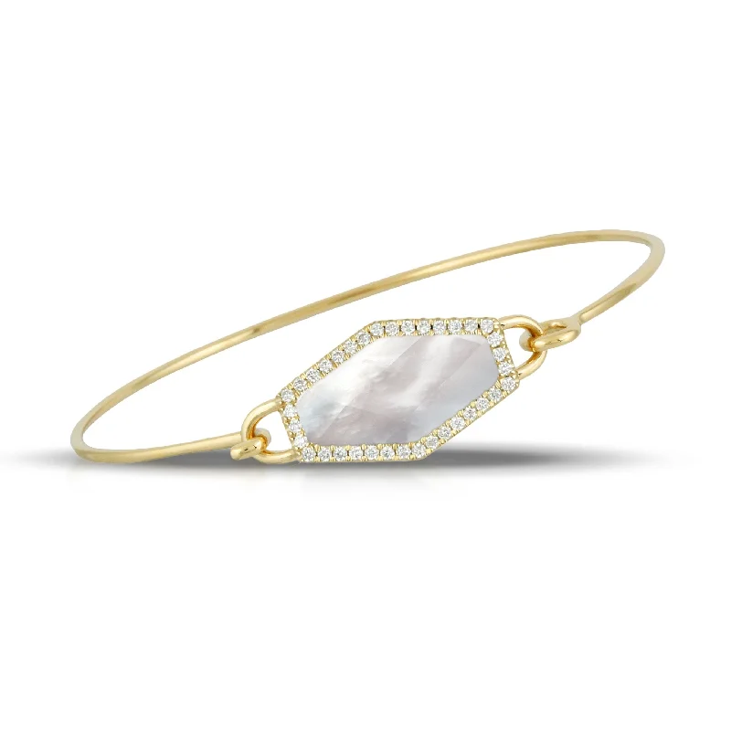 Women’s anniversary bracelets-Doves White Orchid Collection 18K Yellow Gold Diamond Bangle