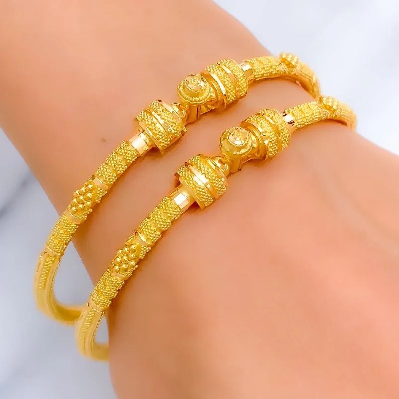 Women’s black bangles-Elegant Fine Beaded 22k Gold Pipe Bangles