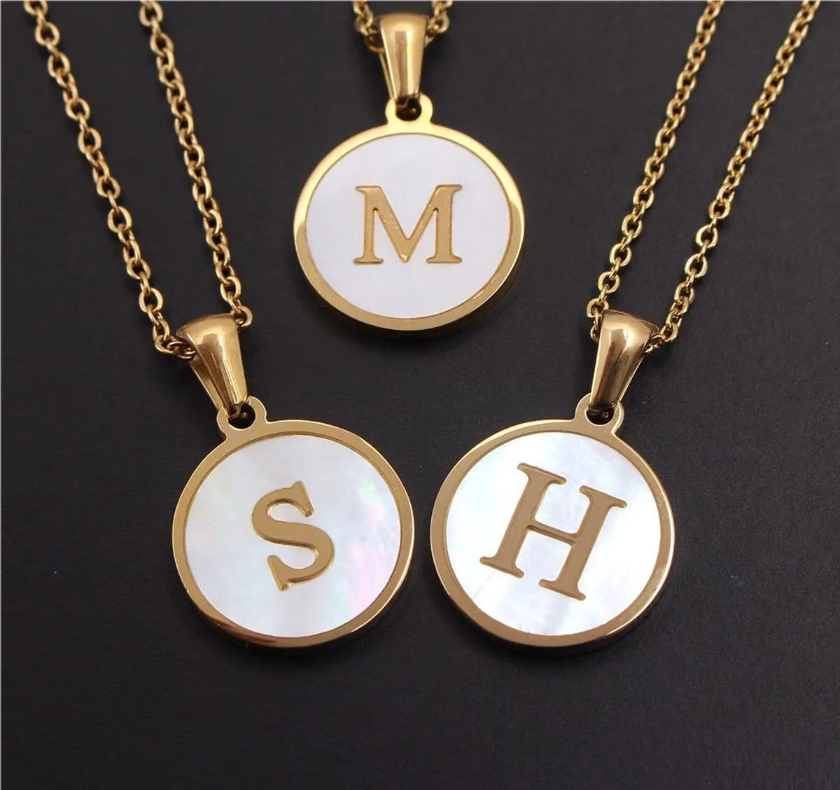 Women’s long gold necklaces-Fashion Letter Stainless Steel Titanium Steel Chain Pendant Necklace 1 Piece