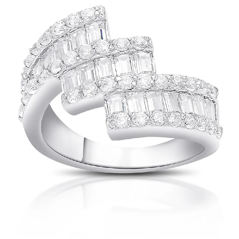 Women’s eternity rings-Dolce Giavonna Sterling Silver Cubic Zirconia Ribbon Design Ring