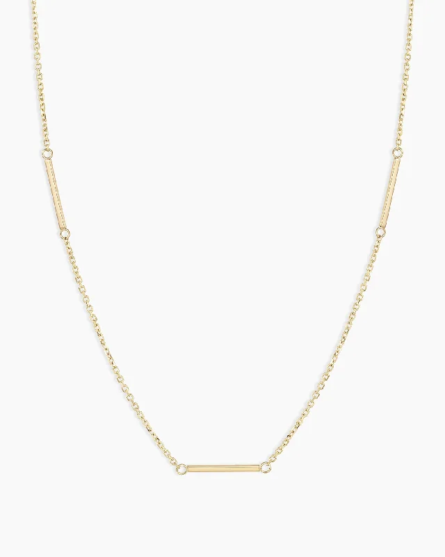 Women’s simple necklaces-14k Gold Rose Bar Necklace