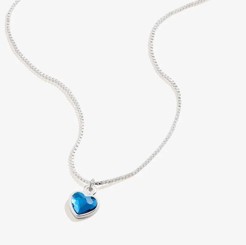 Women’s luxury pendant necklaces-Blue Zircon Heart Necklace, December Birthstone