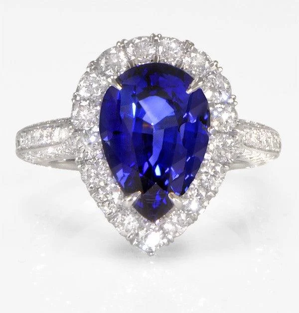 Women’s sapphire engagement rings-"LADRG01456" Ladies Sapphire And Diamond Ring (5.93 ct.) in Platinum (5.93ct/sapphire 1.76ct/diamonds)