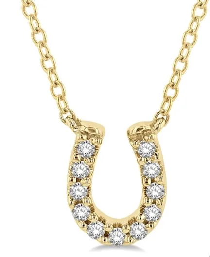 Women’s boho necklaces-Horseshoe Petite Diamond Necklace