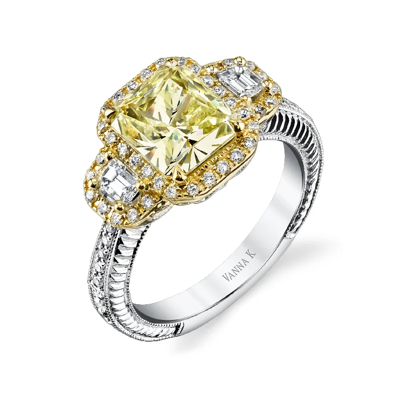 Women’s antique-style engagement rings-18K Two Tone Halo Diamond Engagement Ring