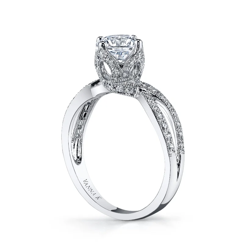 Women’s square halo engagement rings-18K White Gold Diamond Engagement Ring